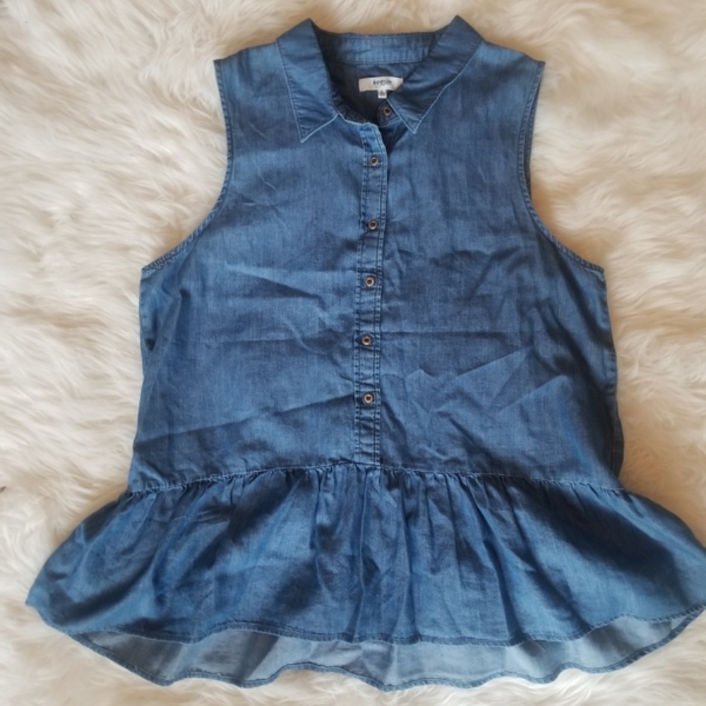 Kensie Chambray Peplum Top !EVERYTHING GOES!